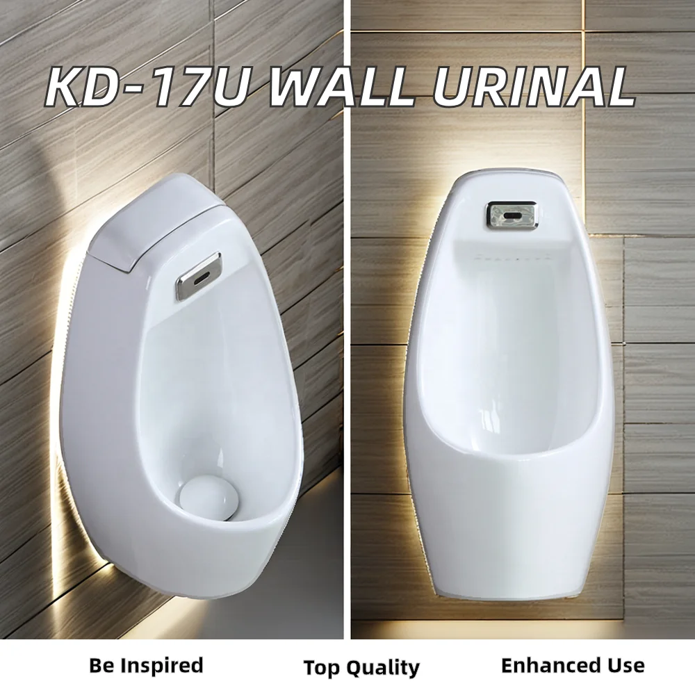 Modern Hotel-Made Durable Silicone Urinal Wall-Mounted Easy Cleaning Ceramic Glazed Sensor Flushing Toilet Bowl Male Bathroom