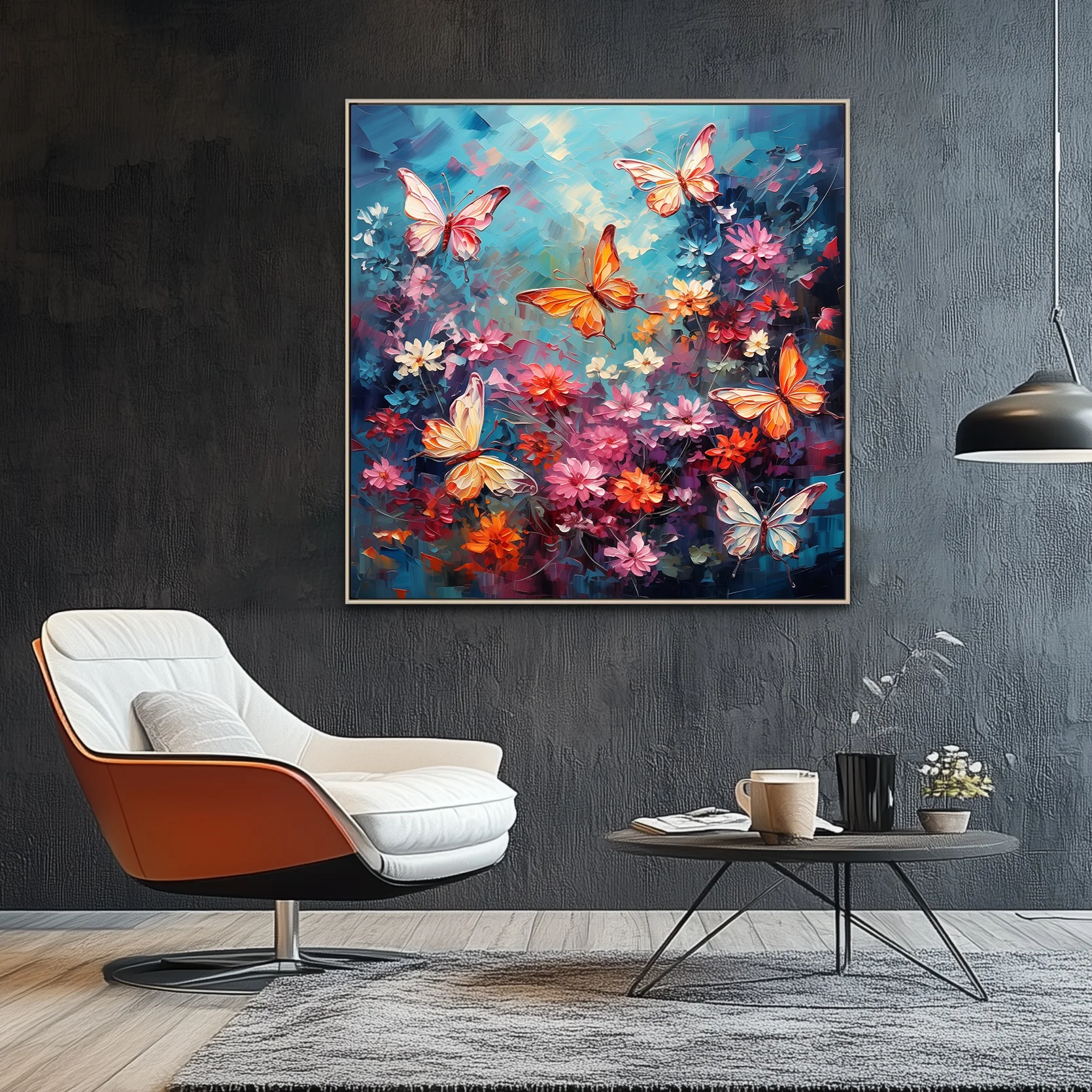 Wholesale Modern Hot Selling Butterfly Backside Hand-painted Oil Paintings Brush Flowers Canvas Art Prints For Art Projects