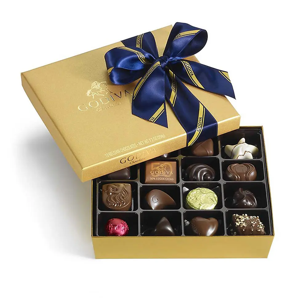 Plastic Dividers Insert Gold Birthday Chocolate Gift Box Packaging Luxury With Ribbon