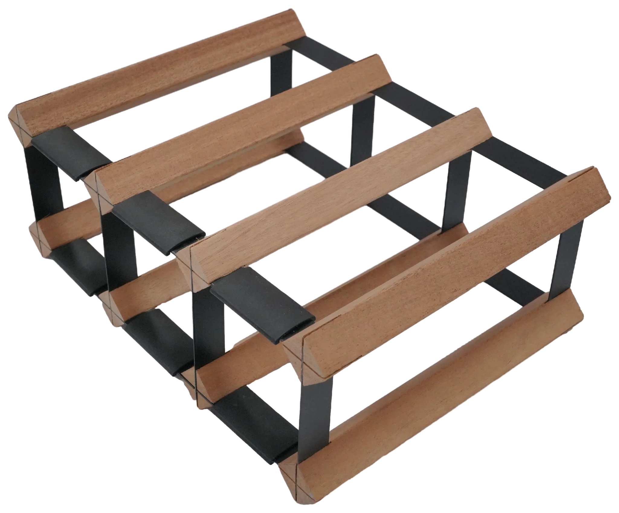 Vintage 6  bottles wood and iron pieces wine rack