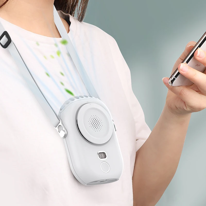 New Cooling Small Waist Fan Power Bank 2000mAh Battery USB Rechargeable Flashlight Mini Portable Hanging Neck Fan
