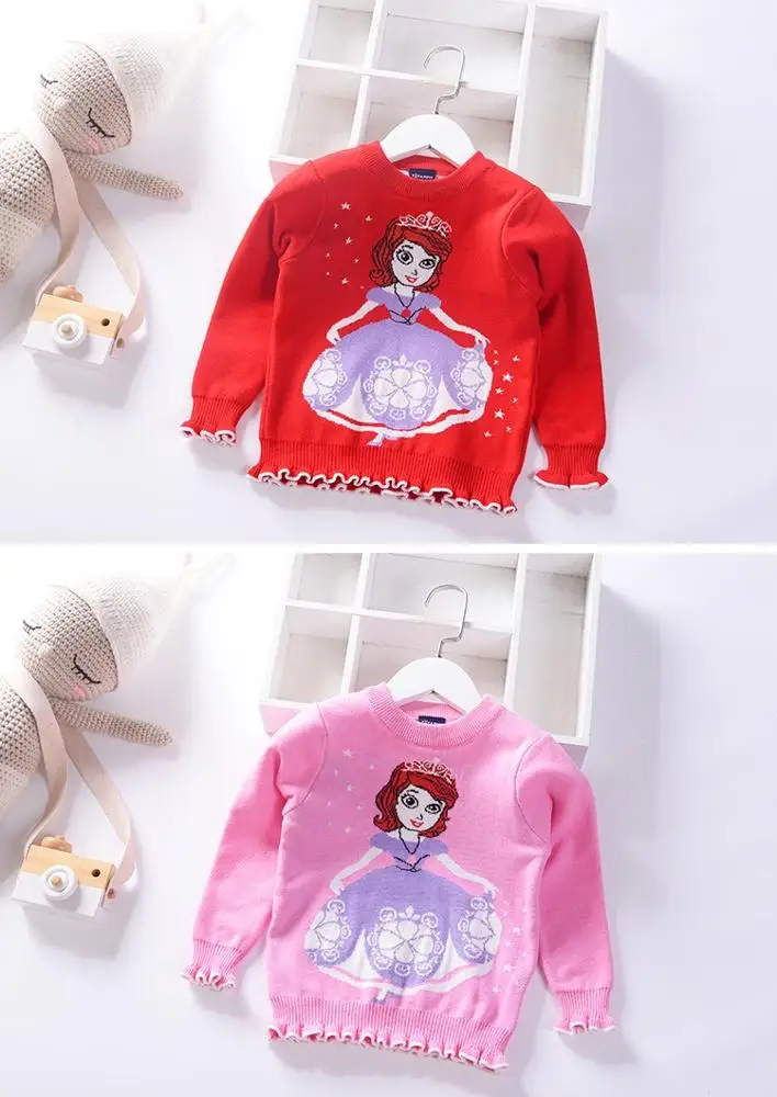 
new design princess knitted winter children woven long sleeve girl kid sweater 
