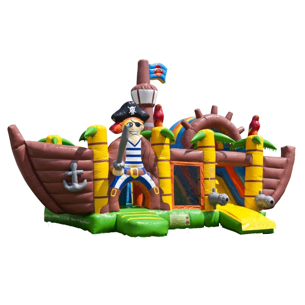 Commercial pirate ship bouncy castle combo Inflatable bounce house with slide inflatable castle combo for party event