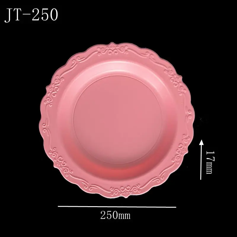 Manufacturer Customize Design Flower 10in Plate Disposable Pp Round Tray Food 250mm Plates Plastic Dinner Plate  Different Color