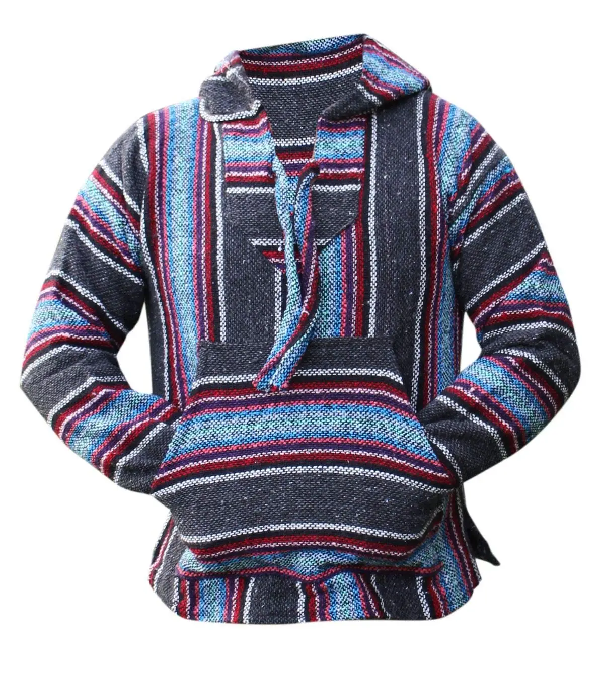Mexican Baja Hoodie Hippie Surf Poncho Sweater Sweatshirt Pullover Jerga