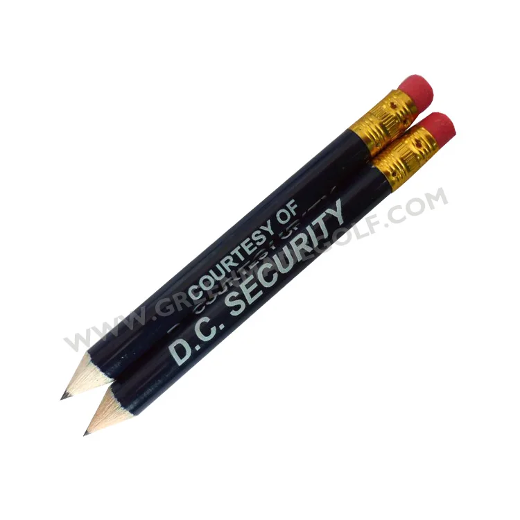 Custom golf pencil logo print HB wooden pencil with big eareser