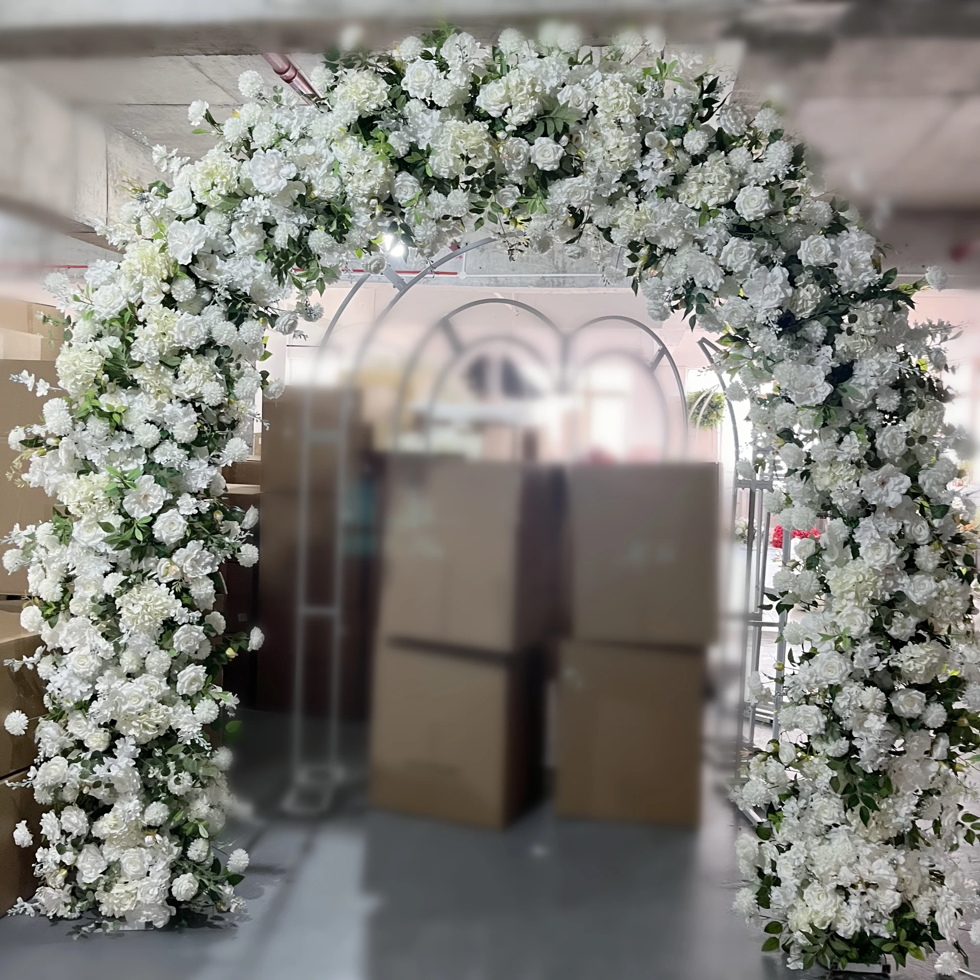 Photography Props Silk Flower White Hydrangea Artificial Rose Flower Wedding Garden Entrance Arch Designs Outdoor for Ceremony