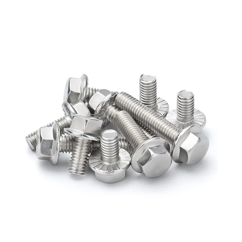 Factory Manufacture Hardware DIN6921Hexagon Flange Bolt Stainless Steel 314 3172 825 Serrated Hexagon Head Flange Bolt