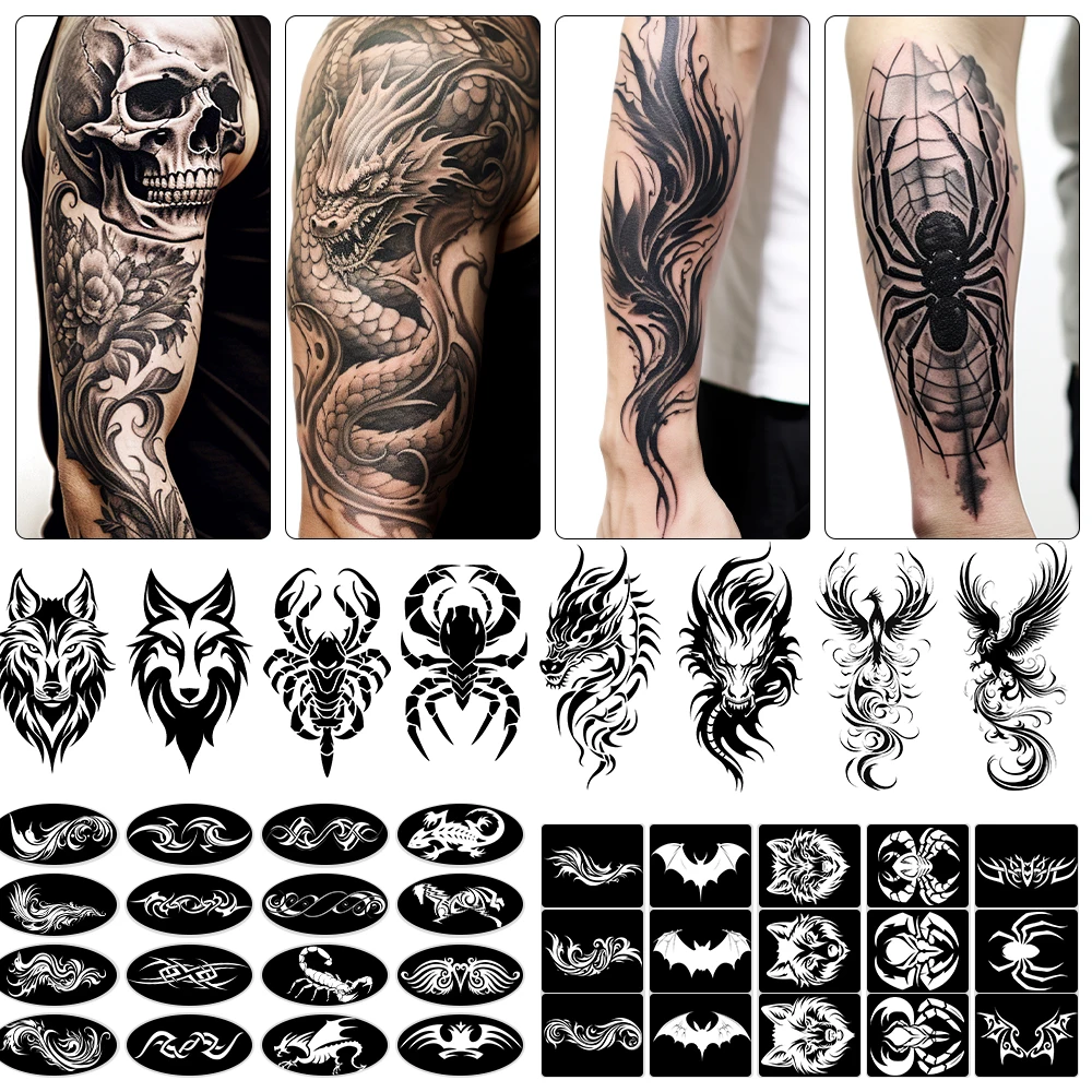 KHY Amzzon Hot Sale Non Toxic Customized Diy Painting Self Adhesive Face Paint Tattoo Stencil