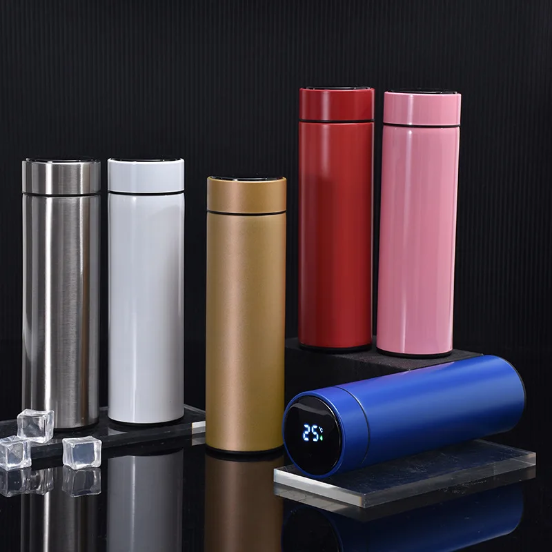 Promotional Gift 500ml H1.0 Minimalist Double Wall Insulated Thermal Smart Digital Led Temperature Water Bottle with Custom Logo