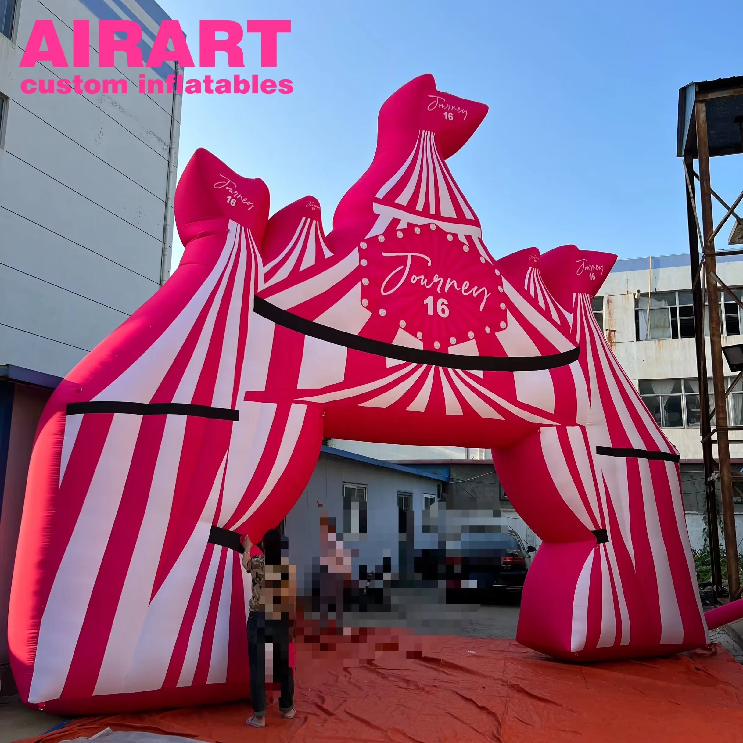 Custom Pink Inflatable Archway Entrance Circus Arch For Event Entryways