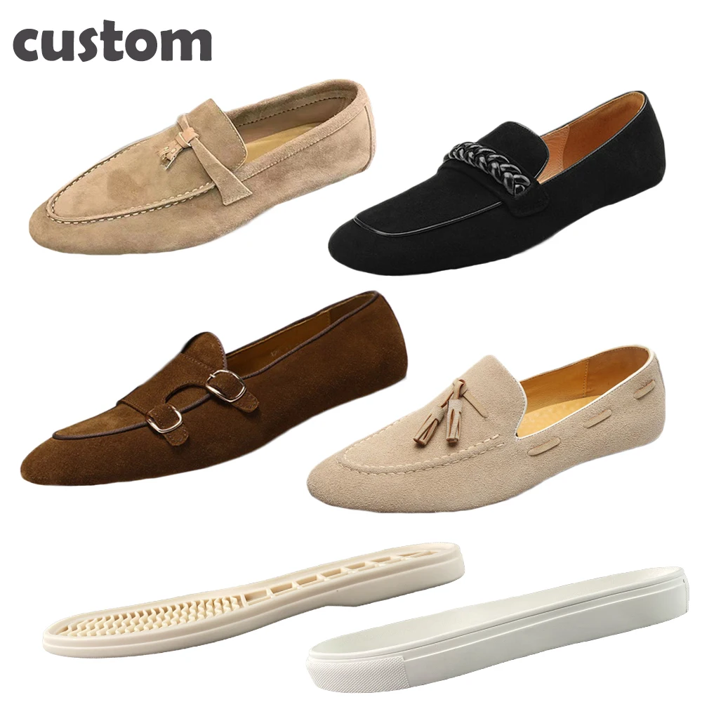 Custom Luxury Suede Cow Leather Shoes Women Big Size Soft Walking Shoes Style Dress Loafer Casual Women Shoes