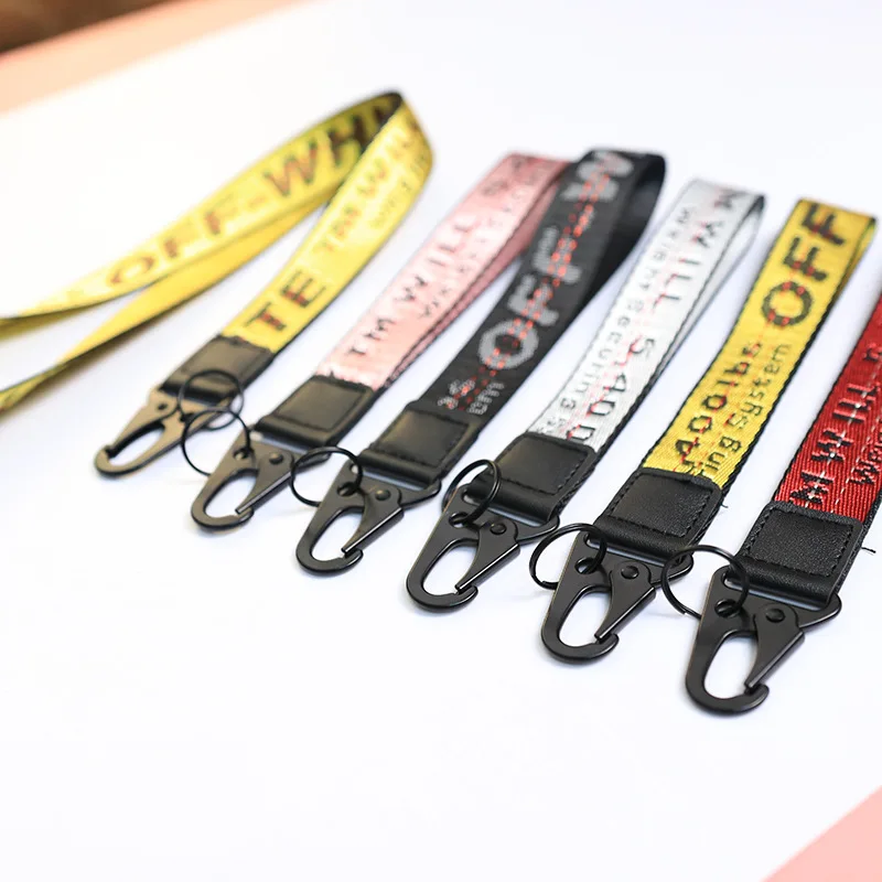 Off Canvas Keychain Wristlet Embroidered Logo Lanyard Accessories Keyring Design Unisex Keychains Lanyards With Wristlet Strap