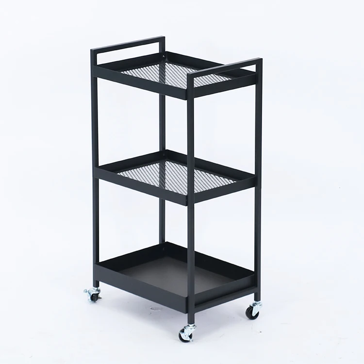 Home Furniture Metal Rolling Organization Rack Square Storage Utility Cart Trolley Shelves Tray With Casters