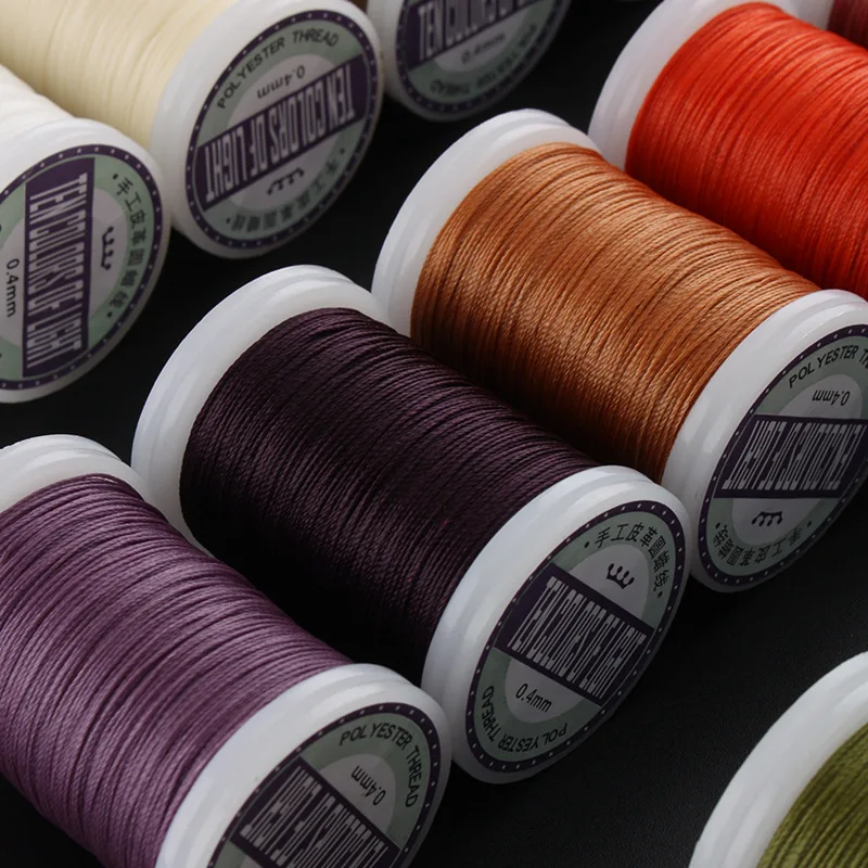 0.4MM Round Wax Thread Without Strands And Lint-free 120M Hand-stitched Polyester Handmade DIY Leather Thread