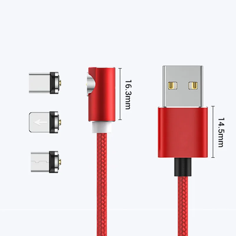 
Magnetic usb Cable 3 in 1 Nylon Braided Mobile Phone Cable Cords Micro USB Type C Magnetic Charging Cable for iPhone Android 