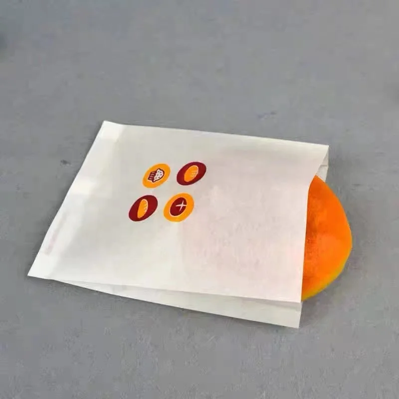 Wholesale custom logo printed grease proof white food burger snack paper packaging bag disposable wax donut paper bag