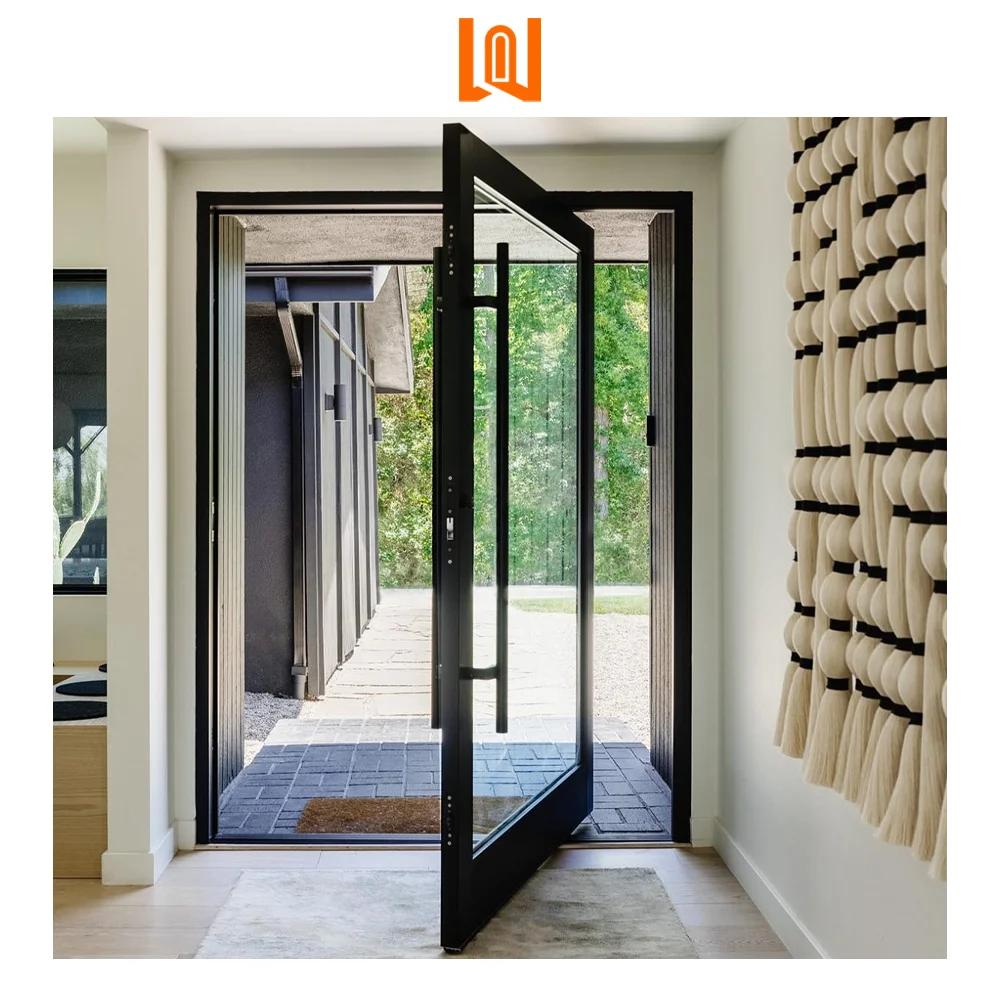 WANJIA factory customized partition glass pivot door aluminum pivot door casement door