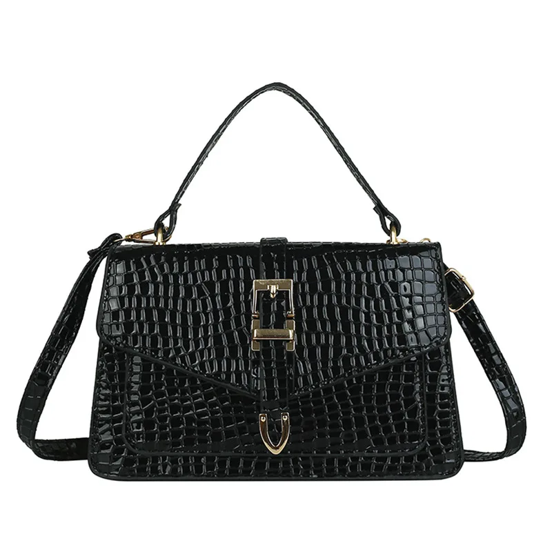 Z096 Fashion Handbags For Women Elegant Casual Ladies Horizontal Square Bags Crocodile Embossed Travel Flap Bag