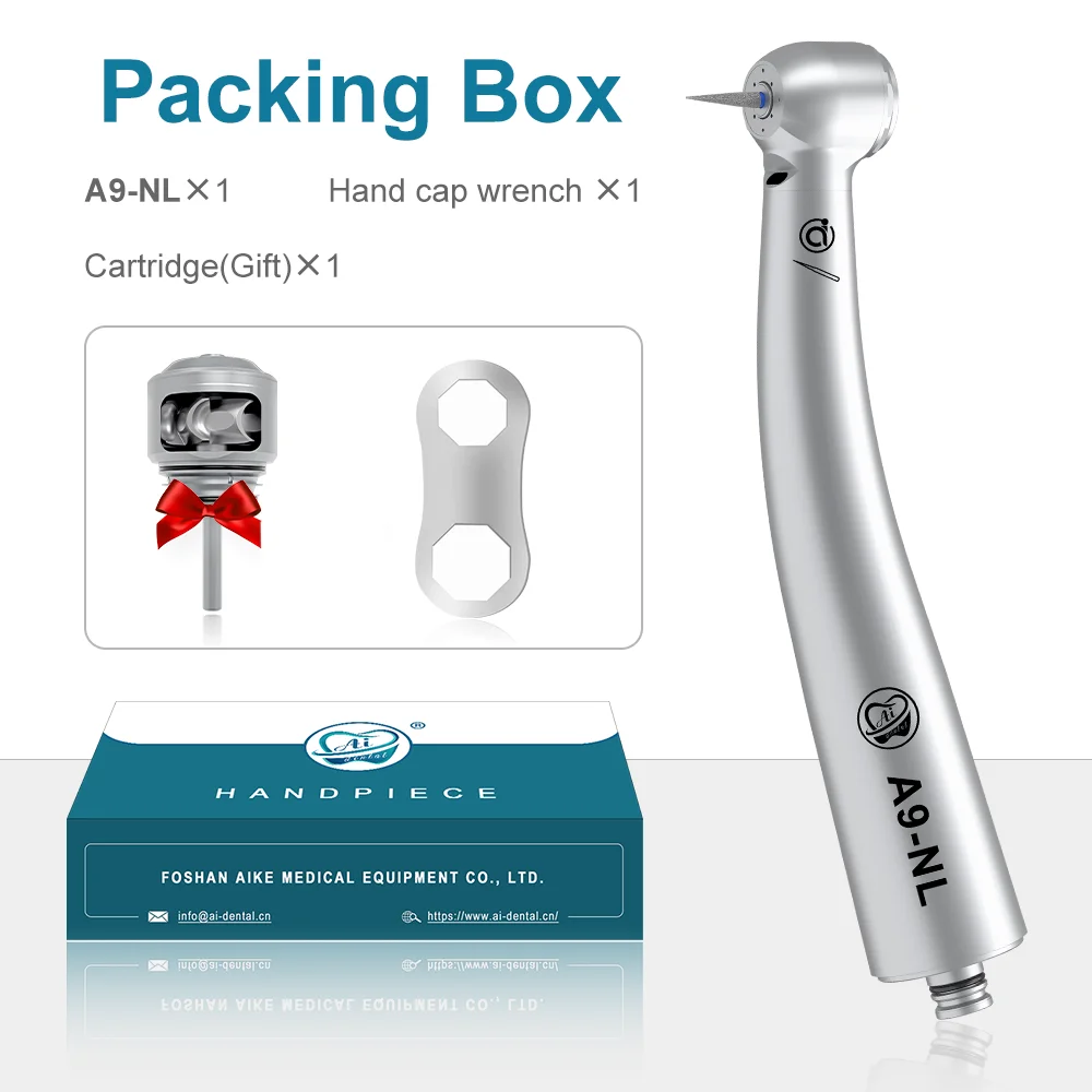 AI DENTAL AiKO Series A9-NL Dental High Speed Air Turbine Handpiece Optic Standard Head Stainless body Connect with N-Couplings