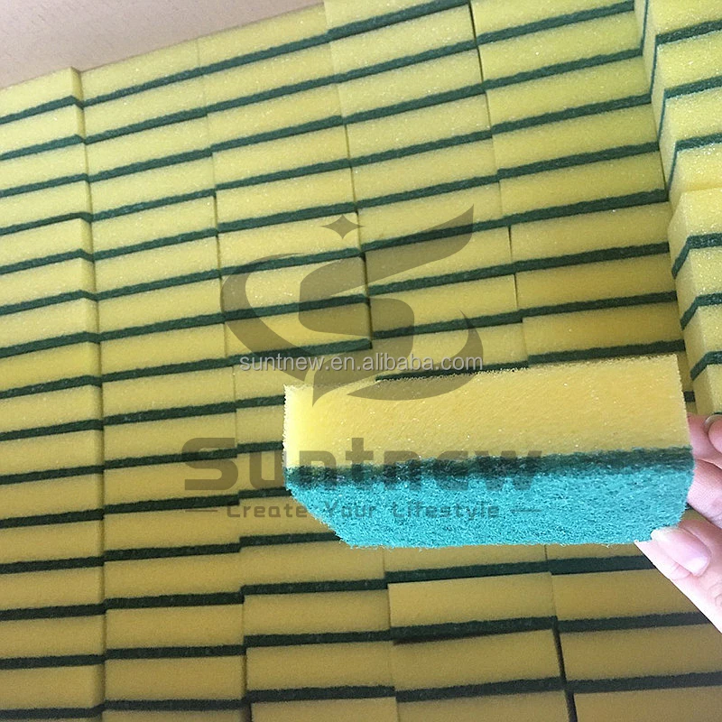 Gloway Manufacturer Custom Double-Sided Powerful Dishwashing Scrub Sponge Heavy Duty Scouring Pad Kitchen Cleaning Sponge