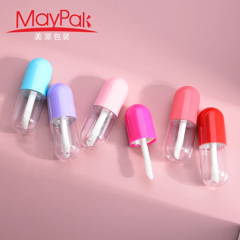 New arrival custom logo colorful cap empty lipgloss containers lip gloss tubes with big brush