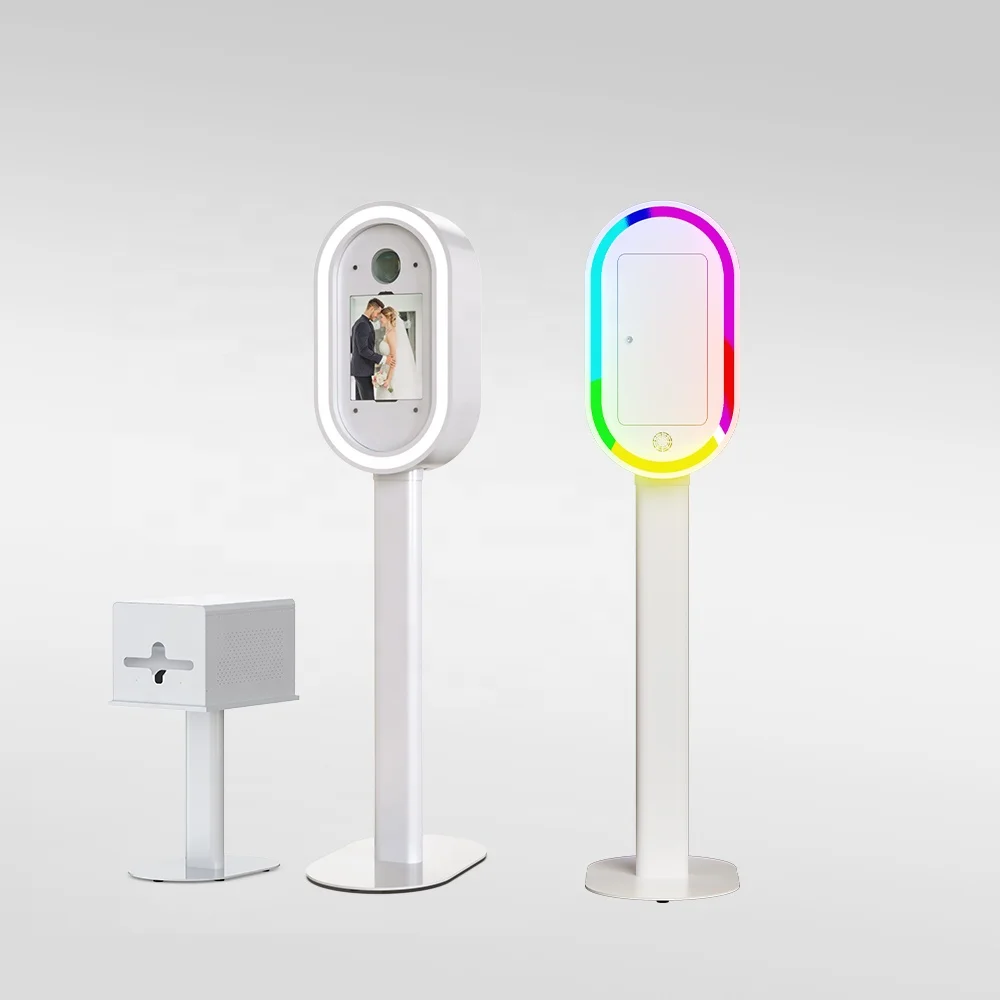 2024 new design oval Pad Booth with flight case wonderful design and rgb control photobooth