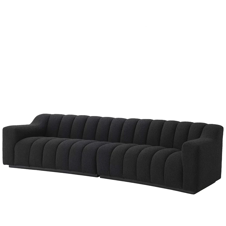 black sofa design furniture terry cloth curved sofa
