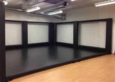 
functional square mma wrestle cage boxing gym ring wrestling mma boxing cage doors with catwalk panels 