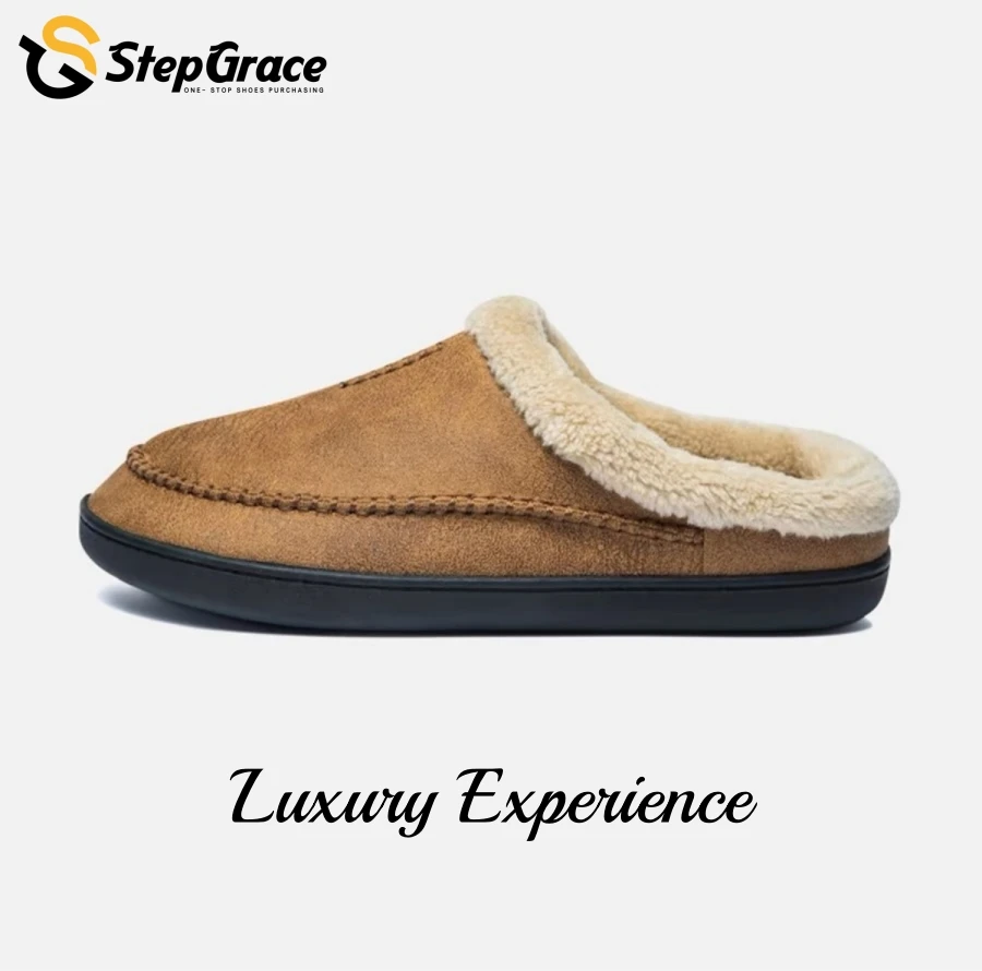 Memory Foam Winter House Slipper Indoor Outdoor Warm Soft Non-Slip Men Shoes Slippers
