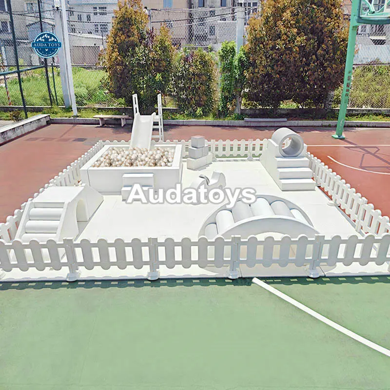 16FT Mobile White And Gray Customized Kids Indoor And Out Door softplay Playground Soft Play Equipment Set With Slide