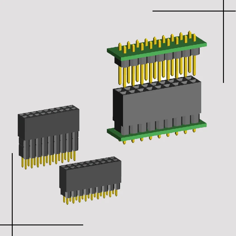 Двухрядный Штабелируемый гнездовой разъем с длинными ножками для PC104, 2,54 мм, 2x10, 20 контактов