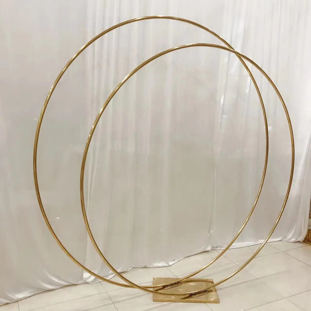 Double Ring Circle Golden Color Stainless Steel Wedding Backdrop Made by Occasions Furniture