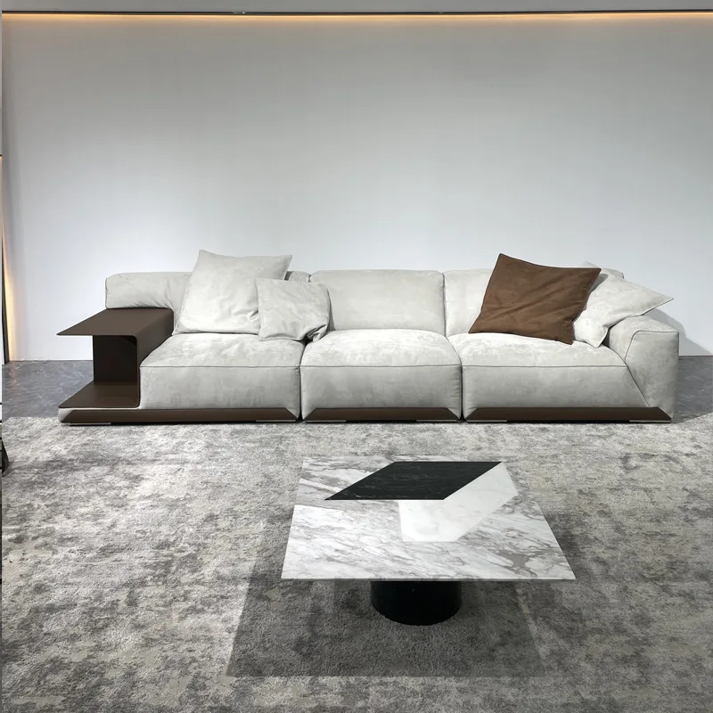 Five star hotel New Chinese style designer sofa original saddle leather module fabric sofa living room sofa3 2 1 seater sofa