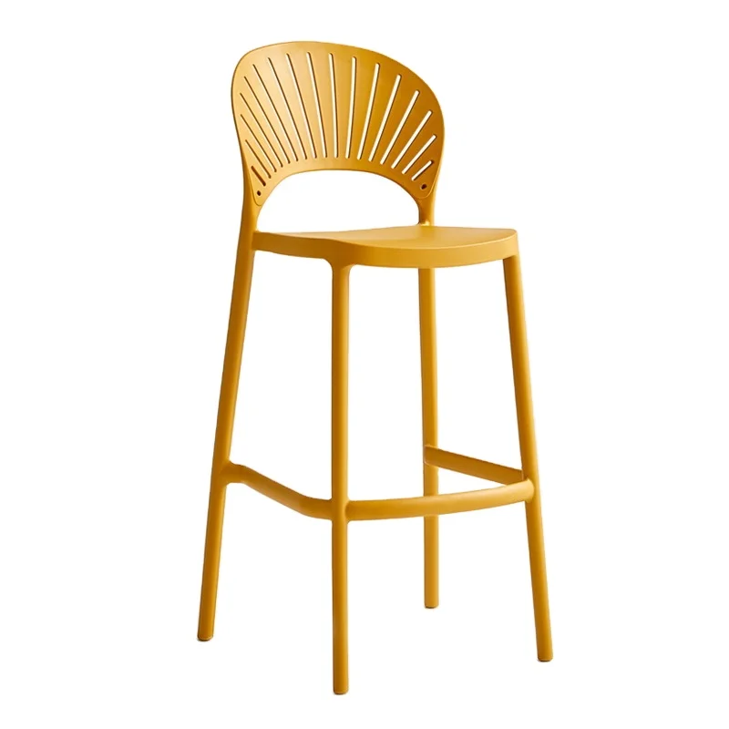 Scandinavian Outdoor Plastic Bar Stool Modern Simple High Stool Home Stackable Bar High Chair Plastic Bar Stool