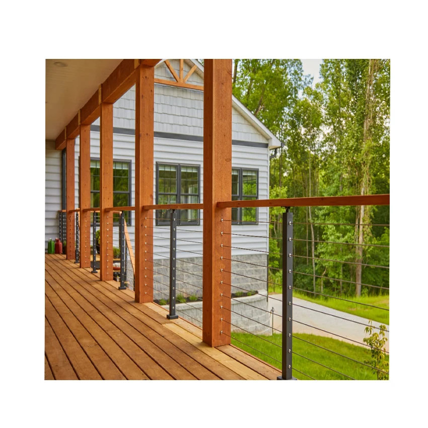 Stainless Steel Cable Post Glass Stainless Steel Balcony Wrought Iron Balustrade Wire Cable Side Mount Deck Cable Railing