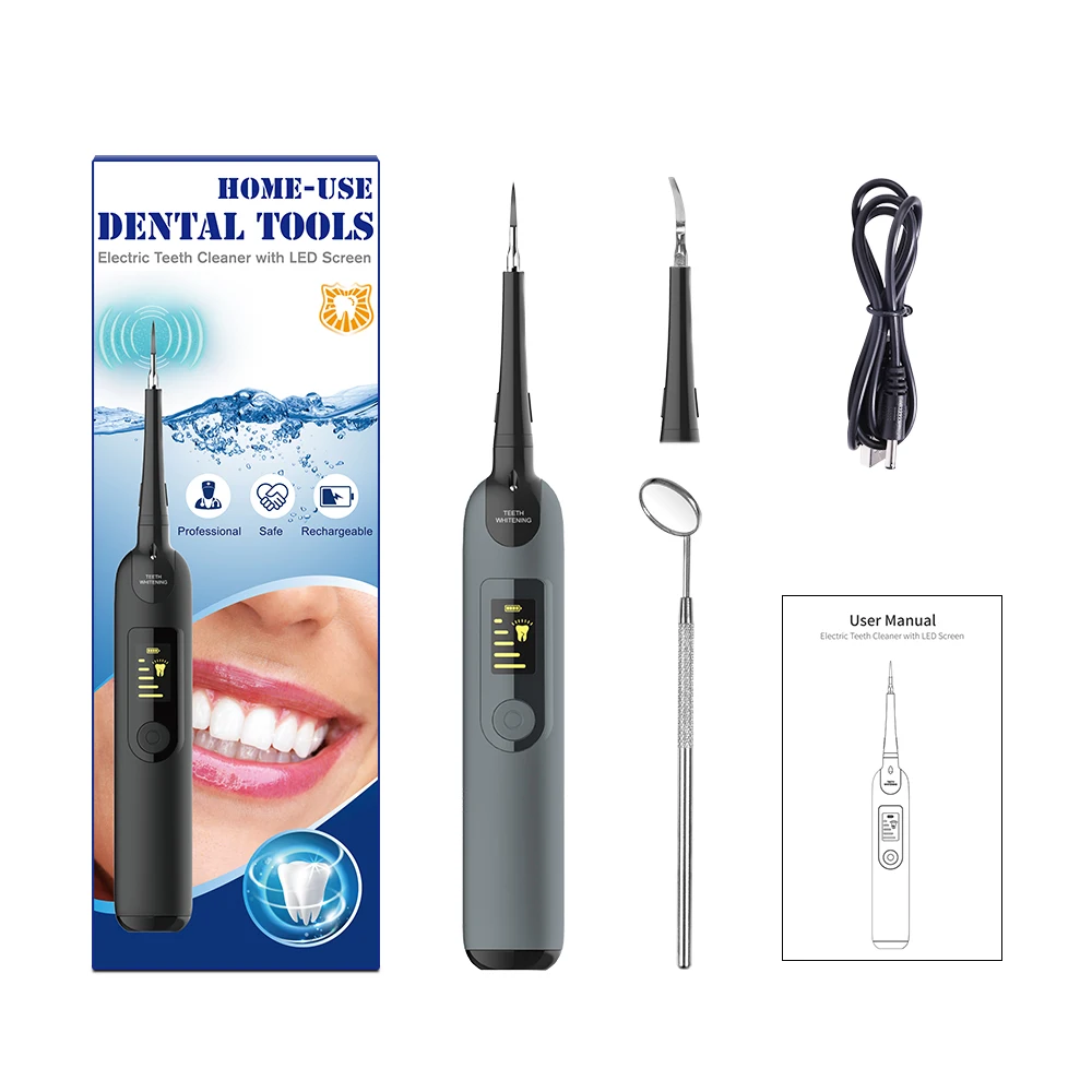 Dental Electric Teeth Cleaner Kit At Home Plaque Removal Sonic Calculus Remover Tooth Cleaner Dental