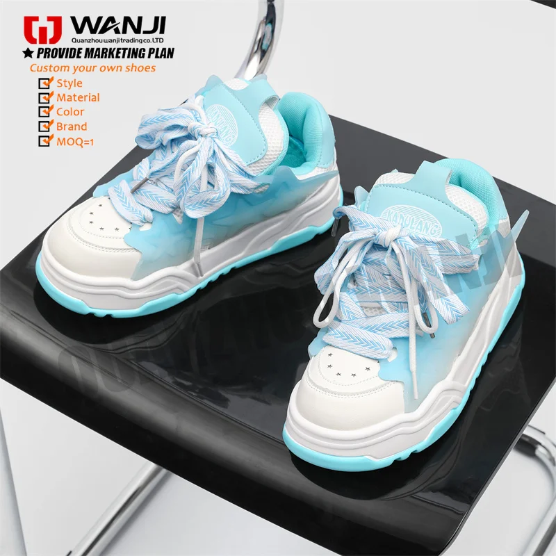 New Style Series Fresh Color Matching Thick Sole Anti-Slip Wear-Resistant Increase High  Leisure Sports Shoes Men Custom Shoes
