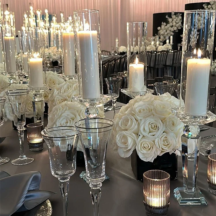 Bulk Price Cheap Glass Candelabra Candlestick Holder Stick Tealight Crystal Candle Holder Tube