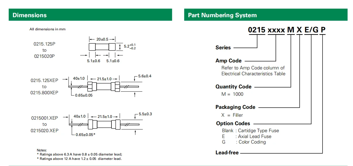 Littelfuse 021506.3MXP delay 5x20mm slow-break fuse ceramic tube fuse without pin 0.63A/315MA250V