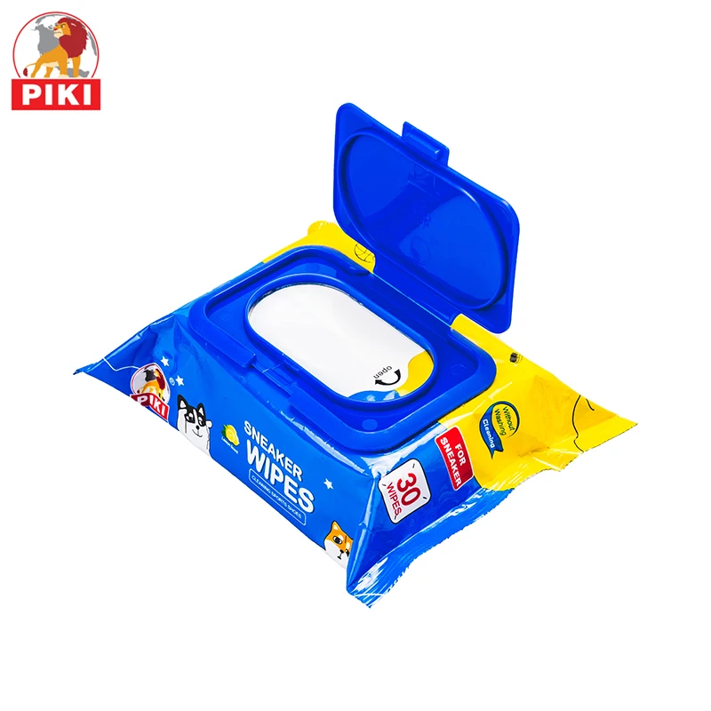 Hot new products custom print 30pcs household travel shoe clean wet wipes