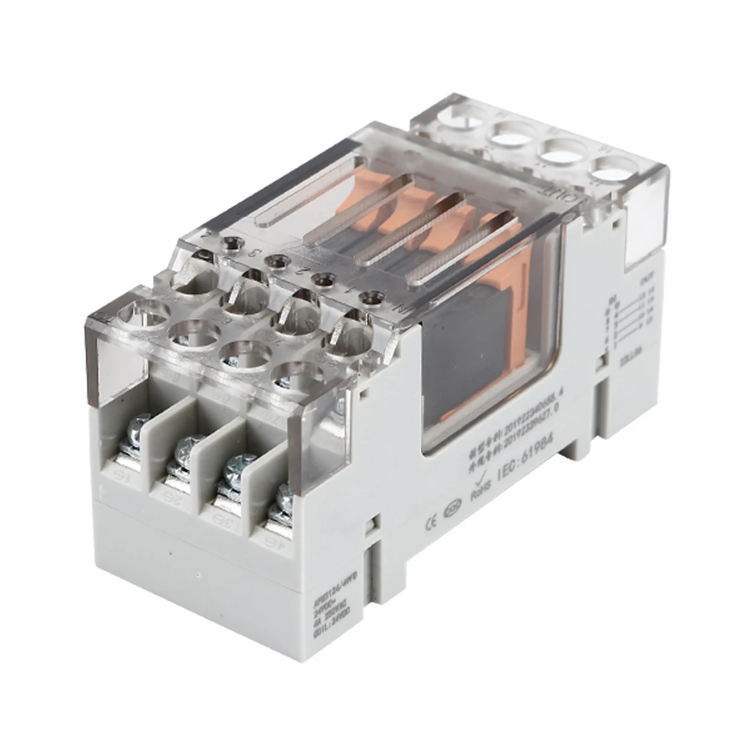 ABILKEEN general purpose relay 4 pole 24VDC 6A relay module LED test button relay and base