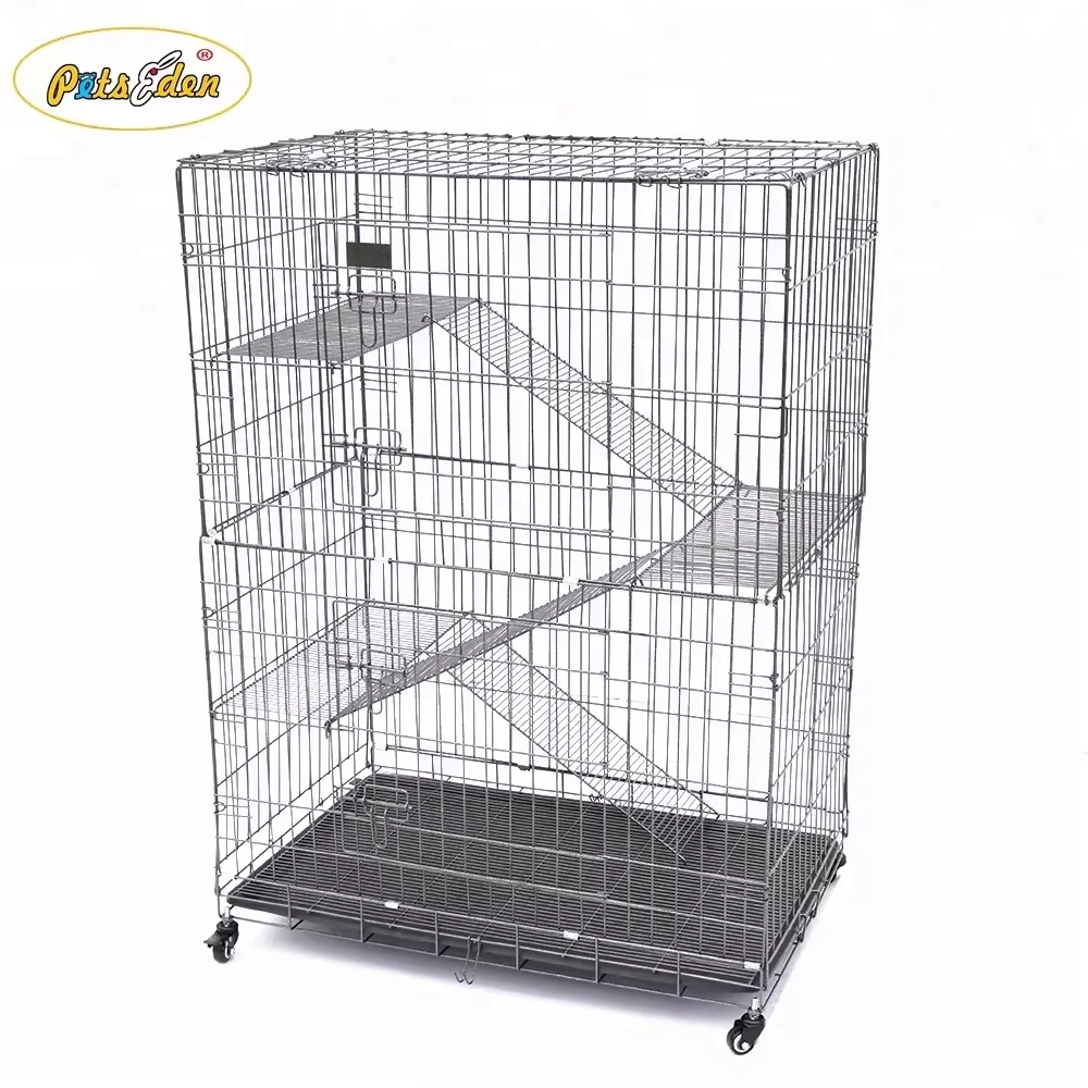 Petseden 2/3/4 Level Large Metal Handmade Ferret Cage Indoor Cheap Cat Cages With Wheels