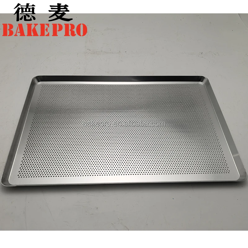 Bakepro Rimless Aluminum Metal Fully Perforated Baking  biscuit Sheet Pan Flat Cookies Baking Sheet Oven black aluminum tray