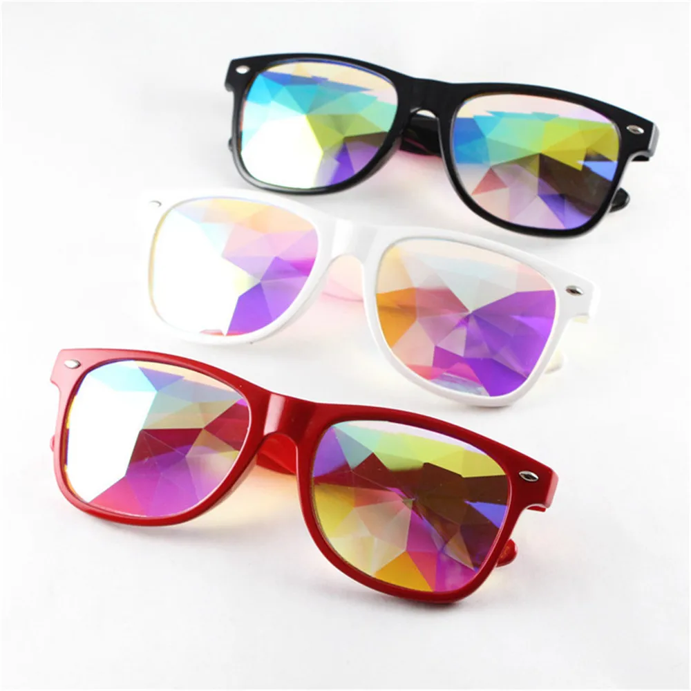 Festivals Kaleidoscope Rainbow Sunglasses, Prism Sunglasses Crystal Lenses Rave Festival Party EDM Sunglasses