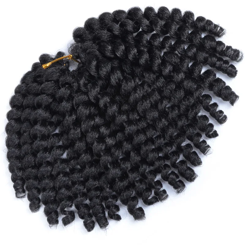 
8inch Ombre Synthetic Jumpy Wand Curl Crochet Braids 20strands Jamaican Bounce Synthetic Crochet Hair Extension For Black Women 