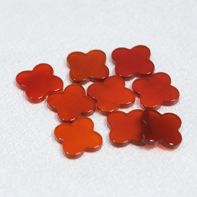 50 pcs/bag clover leaf stone red black green white mother of pearl red agate four leaf clover jewelry accessories