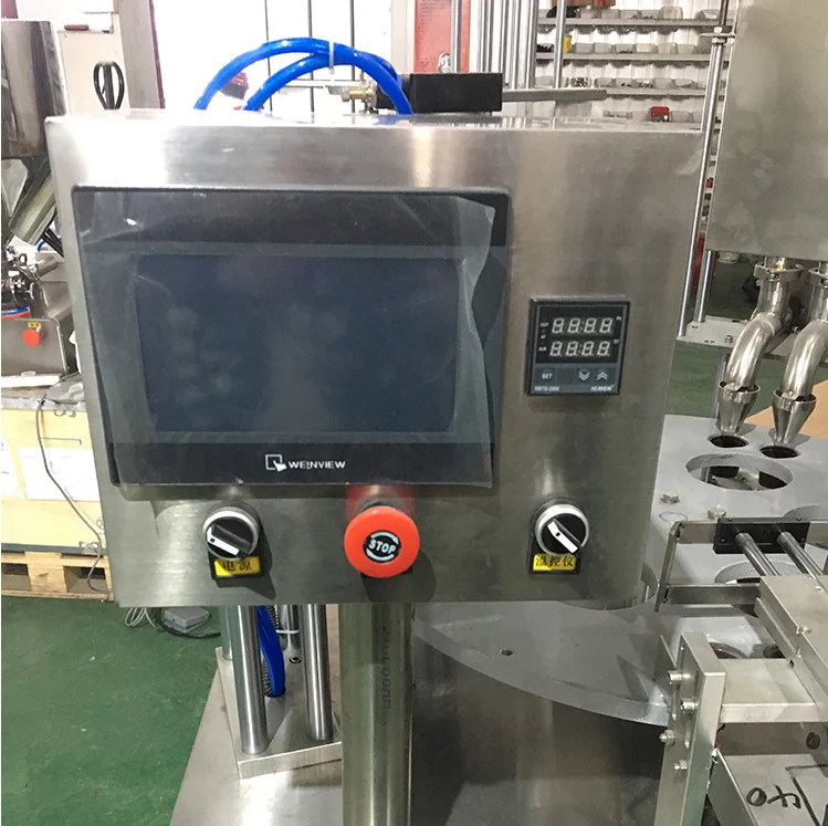 Полуавтоматическая мини роторная машина для наполнения и запечатывания чашки мороженого