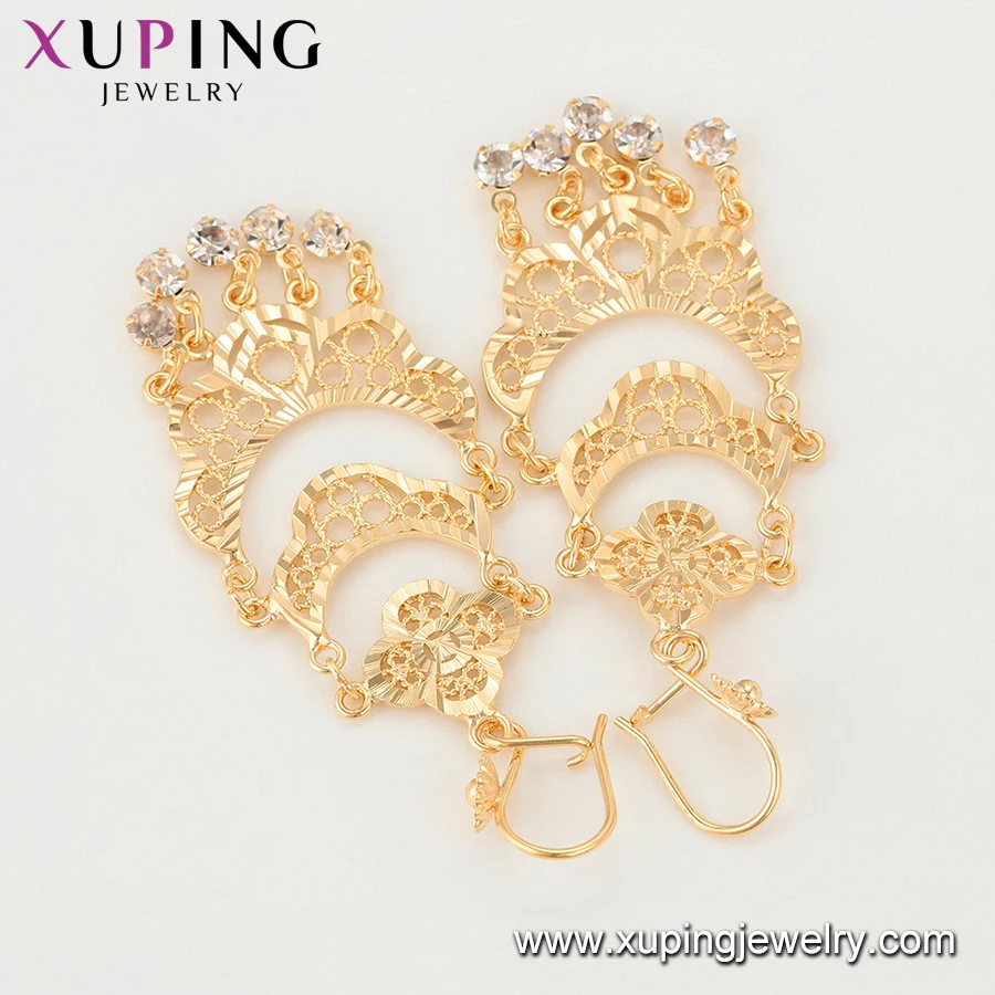 
99526 Xuping 24k gold plated Drop Dangle Earrings,Party Wear copper Fashion Jewelry big chandbali earrings with zircon 