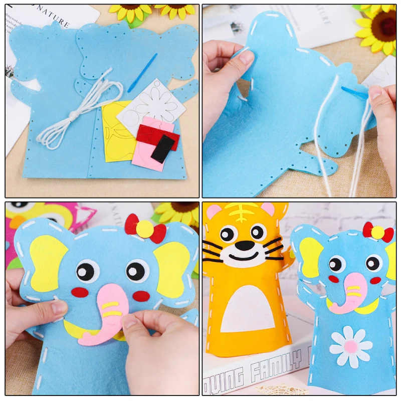 New arrival preschool educational Felt Toys diy felt kids sewing craft kits Animal for Puppet Theater Story Telling